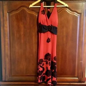 Red and Black Flower Design Dress